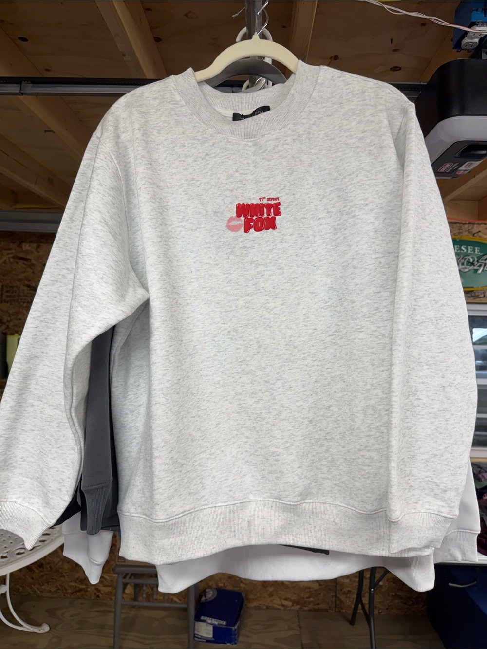 Women’s White Fox Light Gray Crewneck Sweatshirt